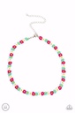 Flower Choker Seed Bead Necklace Pink, Green and White - SEED Limit