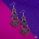 Long Crystal Earrings Multi Colored Chandelier Dangle in Silver Frame - All For The GLAM