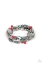 Western Quest - Red, Turquoise and Silver Layered Bracelet