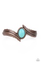 Turquoise Cuff Bracelet, Copper Feather with Stone - Wild Wild NEST