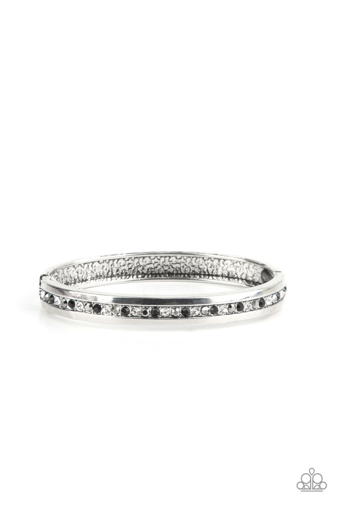 Silver Hinge Bracelet with Hematite, Black and White Crystals - Urban Reign