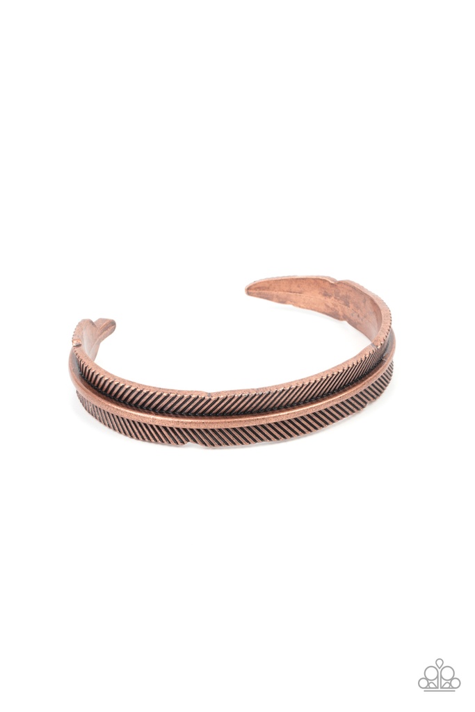 Men's Bracelet Cuff Copper Feather Design - QUILL-Call