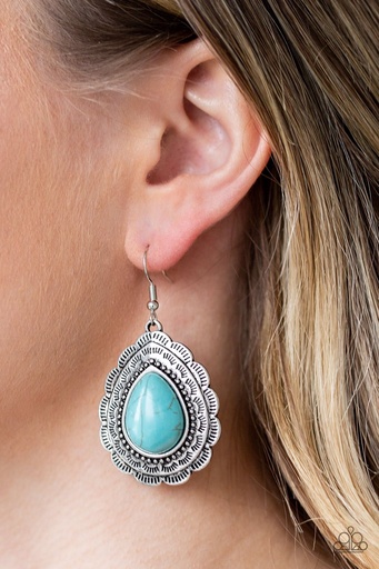 Turquoise Earrings in Teardrop Silver Dangle - Mountain Mover