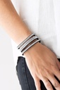 Wrap Bracelet with Crystals and Black Suede - Rollin' in Rhinestone