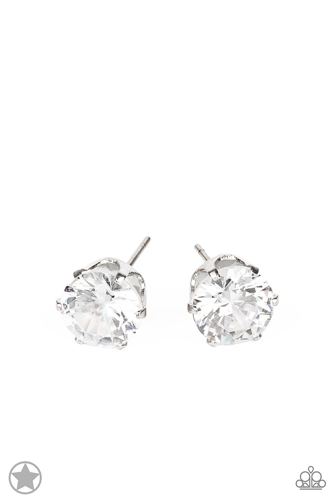 Solitaire Stud Earrings with Round Brilliant Crystal in Silver - Just in Timeless