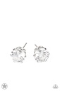 Solitaire Stud Earrings with Round Brilliant Crystal in Silver - Just in Timeless