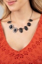 Statement Necklace with Black Stone and Silver Chain - Albuquerque Artisan