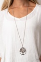 Tree of Life Necklace with Topaz Crystals and Silver Chain - Autumn Abundance