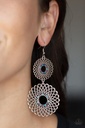 Mandala Dangle Earrings with Multi Color Crystals in Blue and Silver - Regal Roulette