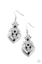 Elegant Dangle Earrings with Crystals, White and Dark Blue - Royal Hustle
