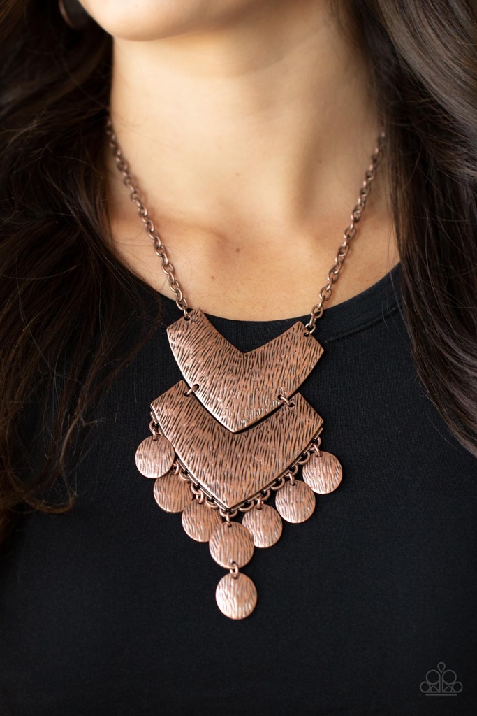 Tribal Necklace in Chevron Copper - Keys to the ANIMAL Kingdom