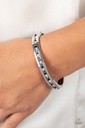 Silver Hinge Bracelet with Hematite, Black and White Crystals - Urban Reign