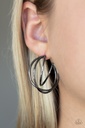 Small Black Hoop Earrings in Gunmetal - City Contour