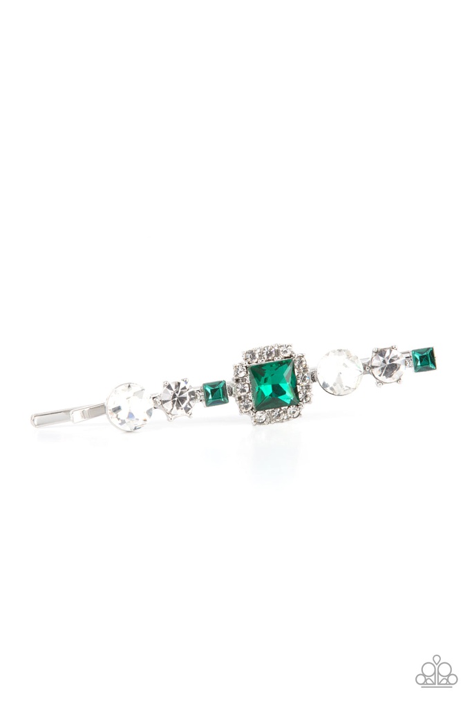 Emerald Green Hair Pin in Silver - Couture Crasher