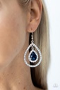 Teardrop Earrings with White and Blue Crystals in Silver Dangle - Blushing Bride