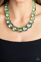 Beaded Necklace Chunky with Transparent Green Beads - Marina Mirage