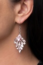 Dangle Earrings with White and Pink Crystals in Silver - Stellar-escent Elegance