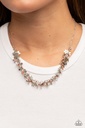 Flower Necklace Cluster with Orange Crystals in Silver - Fearlessly Floral