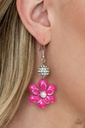 Pink Flower Earrings Dangle in Silver - Bewitching Botany