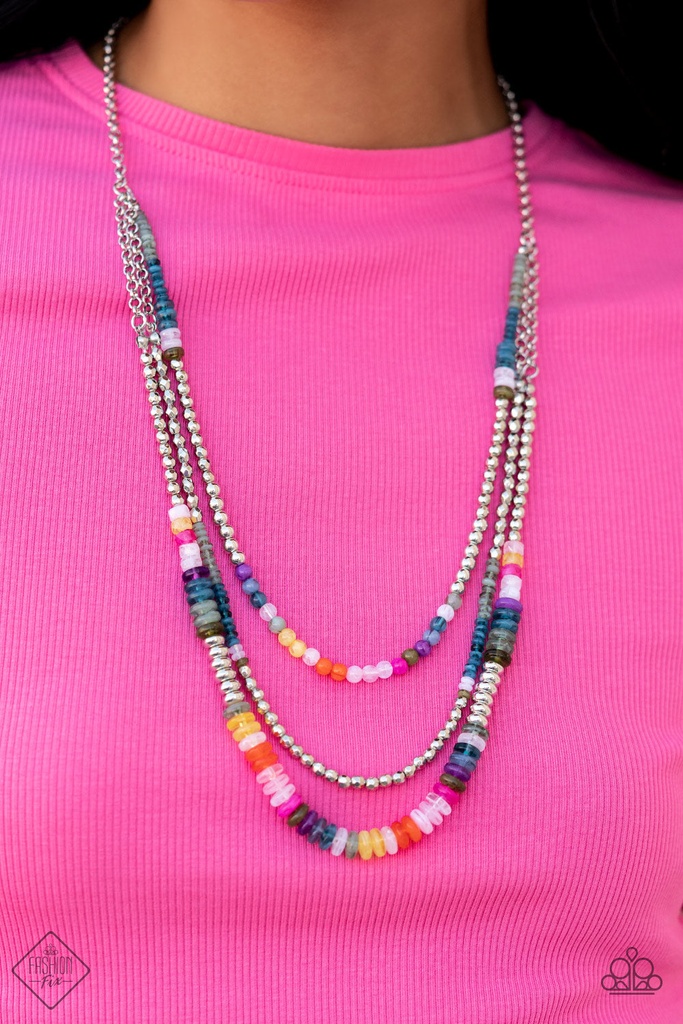 Layered Necklace Beaded Rainbow - Newly Neverland