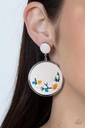 Leather Earrings Post Embroidered Floral Jewelry - Embroidered Gardens