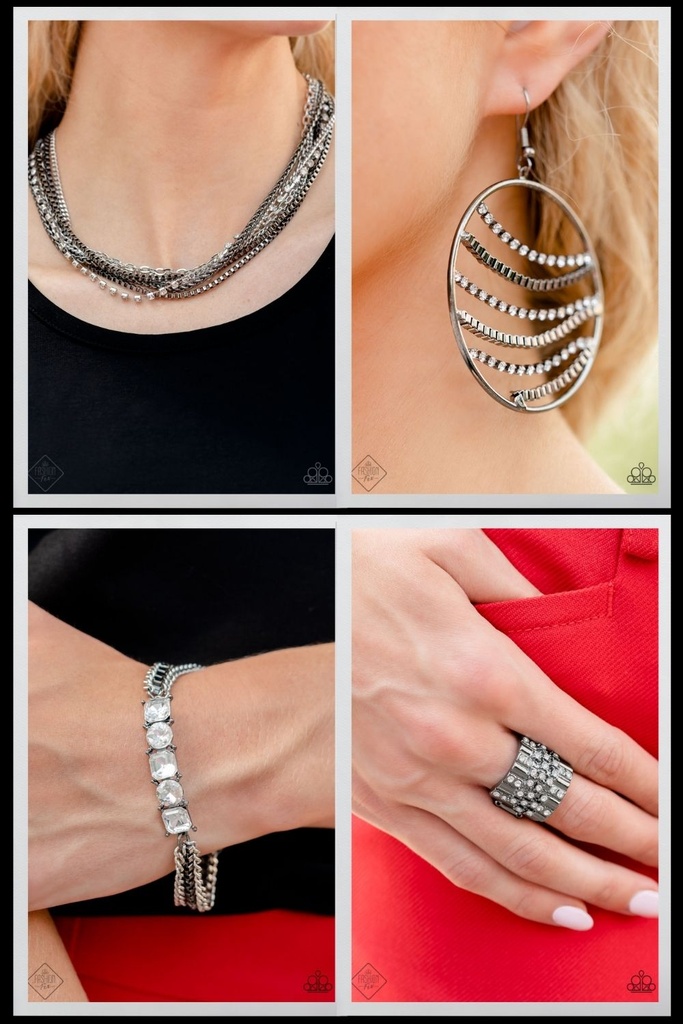 Layered Chains in Gunmetal and Crystals Jewelry Set - Fashion Fix - Troublemaker Treasure