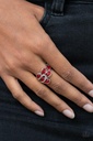 Red Moonstone Teardrop Cluster Ring - Cats Eye Cadence
