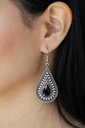 Black Teardrop Dangle Earrings with Crystals - Metro Masquerade