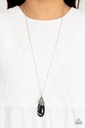 Black Necklace Long Teardrop Gem on Silver Chain - Dibs on the Dazzle