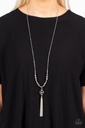 Long Necklace Crystal Sphere Smoky Beads and Silver Tassel - One SWAY or Another