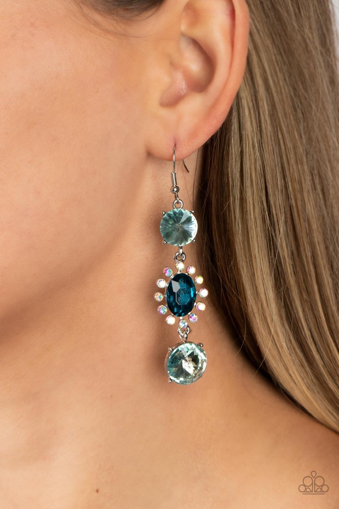 Blue Earrings Silver Dangle Iridescent Jewelry - Magical Melodrama