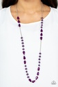 Purple Necklace, Beaded in Pearly, Crystal, and Acrylic Purple Beads - Silver - Juicy Gossip
