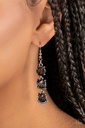 Dangle Earrings Silver Frame and Smoky Crystals  - Determined to Dazzle