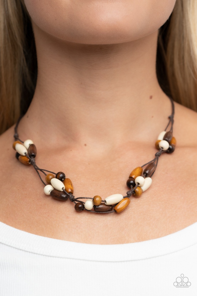 Beaded Necklace Brown Wood Urban Jewelry - Outback Epic