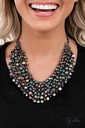 Iridescent Necklace Short Oil Spill Fringe - Gunmetal - Vivacious