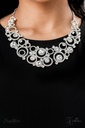 Statement Necklace Crystal Bar Swirls in Silver - The Jennifer