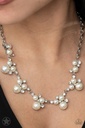 Elegant White Pearl Necklace with Crystals  - Toast to Perfection