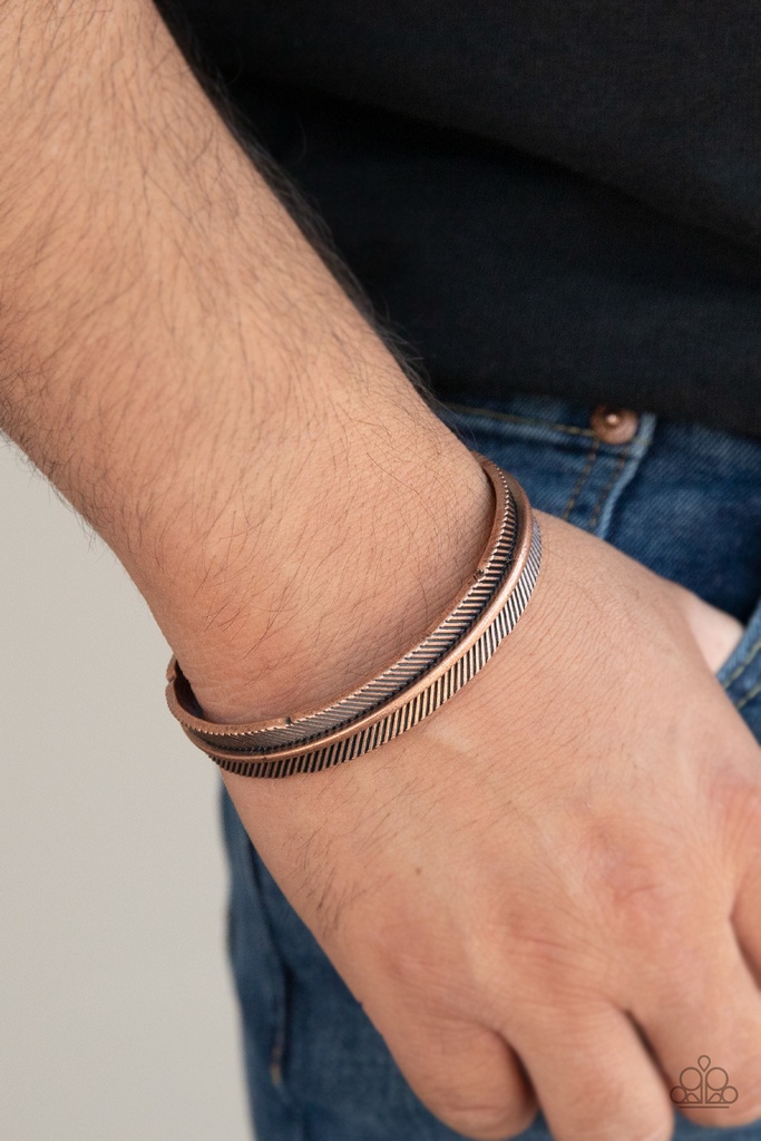 Men's Bracelet Cuff Copper Feather Design - QUILL-Call