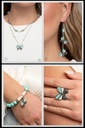 Butterfly Jewelry Set with Turquoise and White Stone in Silver - Fashion Fix - Blue Flutter