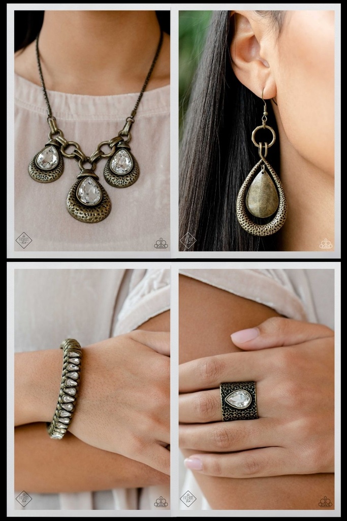 Statement Jewelry Set - Brass and Crystals - Fashion Fix - Crafted Flare