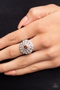 Topaz Stretch Ring with Crystals in Silver Adjustable Ring Band - Effervescent Crescendo