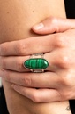Stretch Ring Green Bead in Silver Adjustable Ring Band - Eco Expression