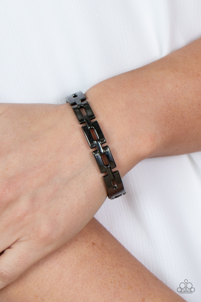 Hinged Bracelet Black Gunmetal Modern Design - Closed Circuit Strategy