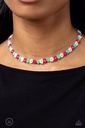 Flower Choker Seed Bead Necklace Pink, Green and White - SEED Limit