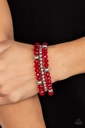Silver and Red Beaded Stretch Bracelet Set - Prismatic Perceptions