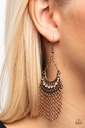 Fringe Copper Dangle Topaz Earrings - Greco Goddess