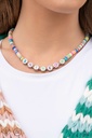 Multi Color Clay Disc Choker Message Necklace - Shine On - Psychedelic Glow