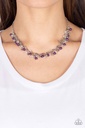Purple Pearl Necklace with Silver Heart Beads - Soft-Hearted Shimmer