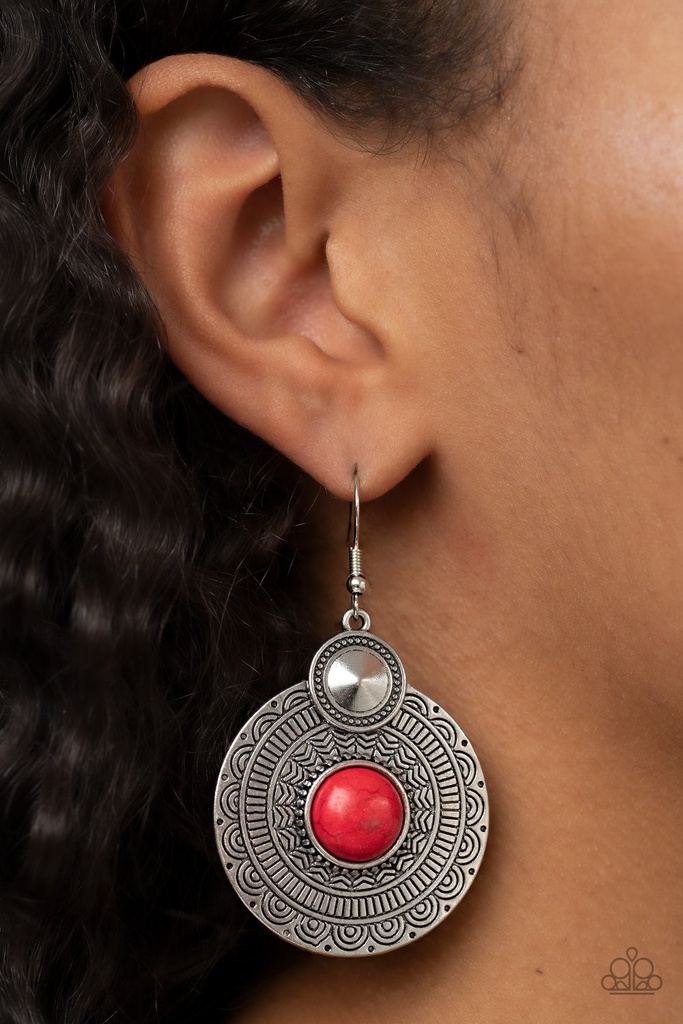 Tribal Earrings with Red Stone - Terra Throwdown
