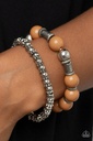Beaded Stretch Bracelet Caramel and Silver - Walk This SWAY